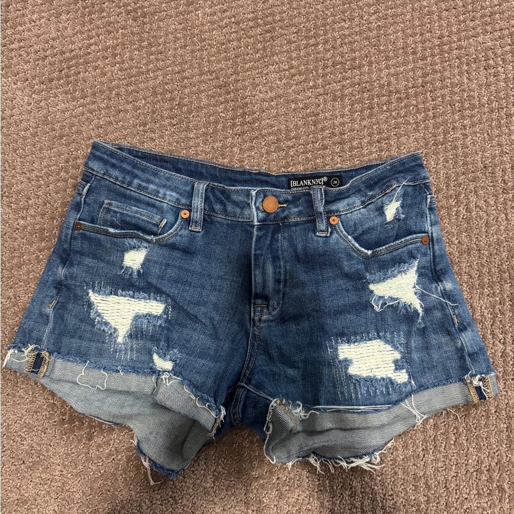 Blank NYC Women's Distressed Blue Denim Shorts